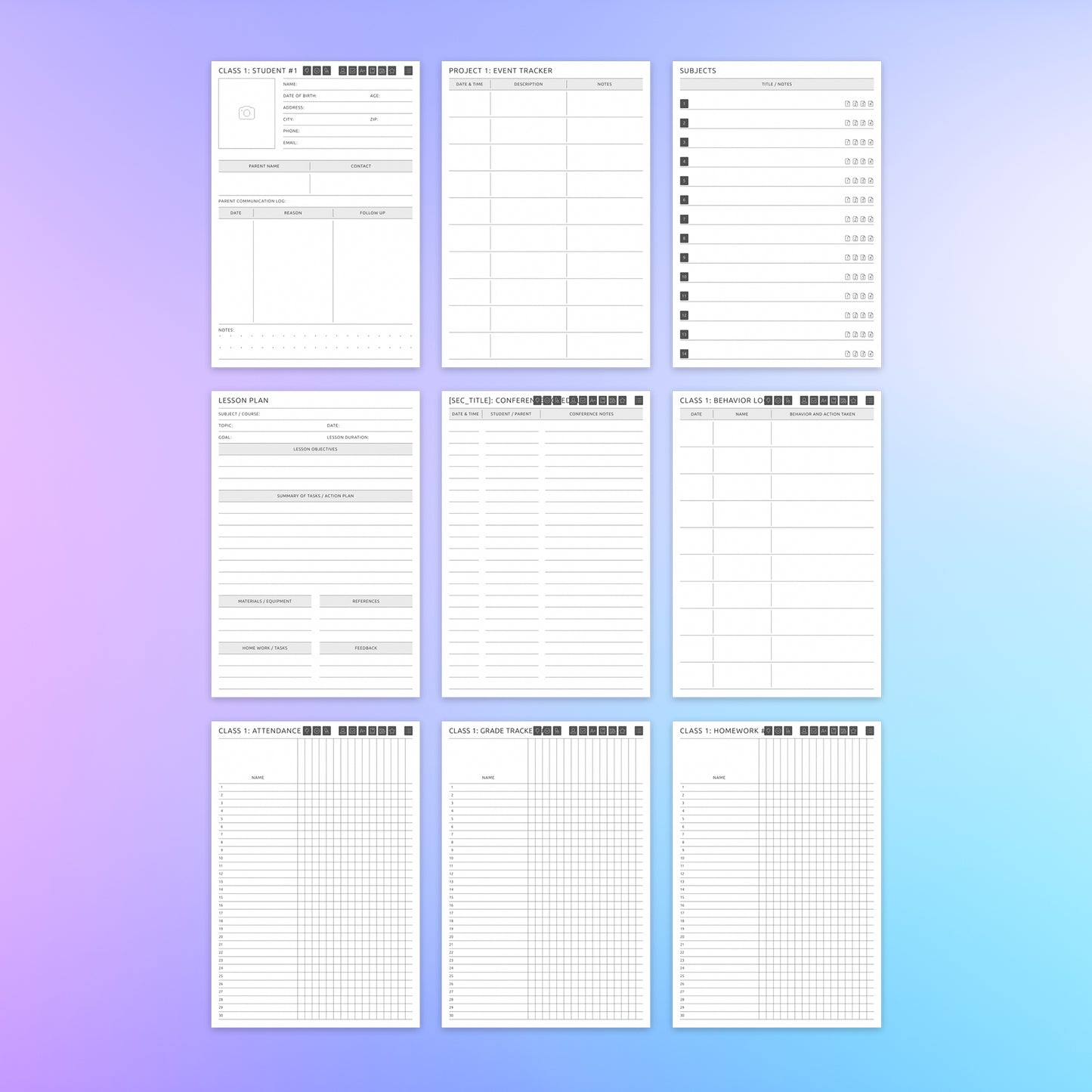 reMarkable 2 Teacher Planner Template