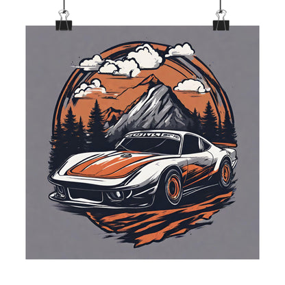 Vintage Car Adventure Matte Poster - CreativeRino