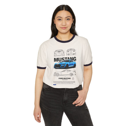 Ford Mustang Unisex Cotton Ringer T-Shirt - Classic Car Enthusiast Tee - CreativeRino
