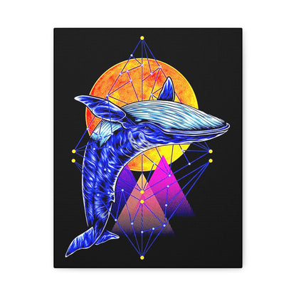 Ballena Whale Art Canvas - Stretched Matte 1.25" - Vibrant Geometric Design - CreativeRino