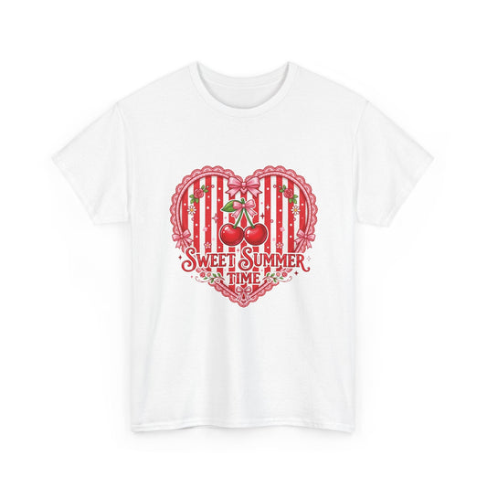 Sweet Summer Time Cherry Heart T-Shirt Printify