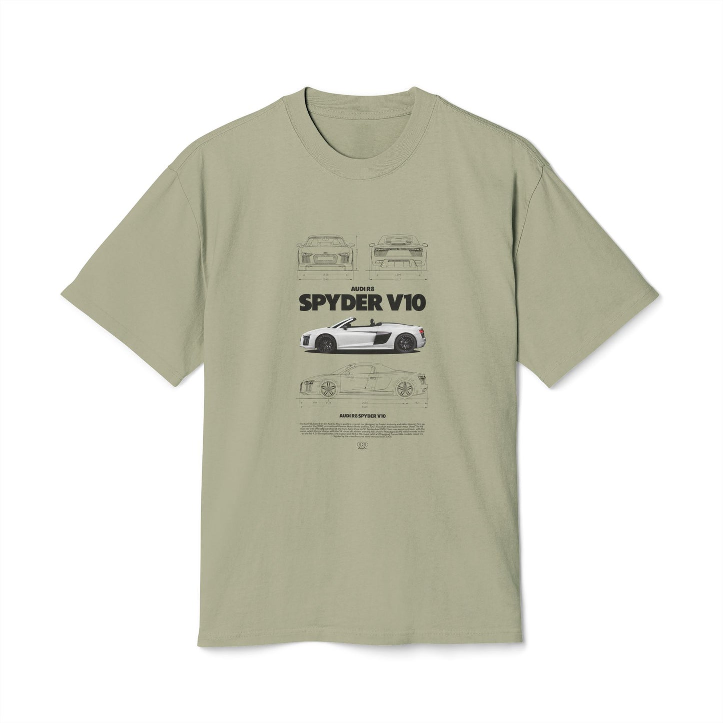 Audi R8 Spyder V10 Unisex Heavy Faded Tee - Car Graphic T-Shirt for Car Enthusiasts - CreativeRino