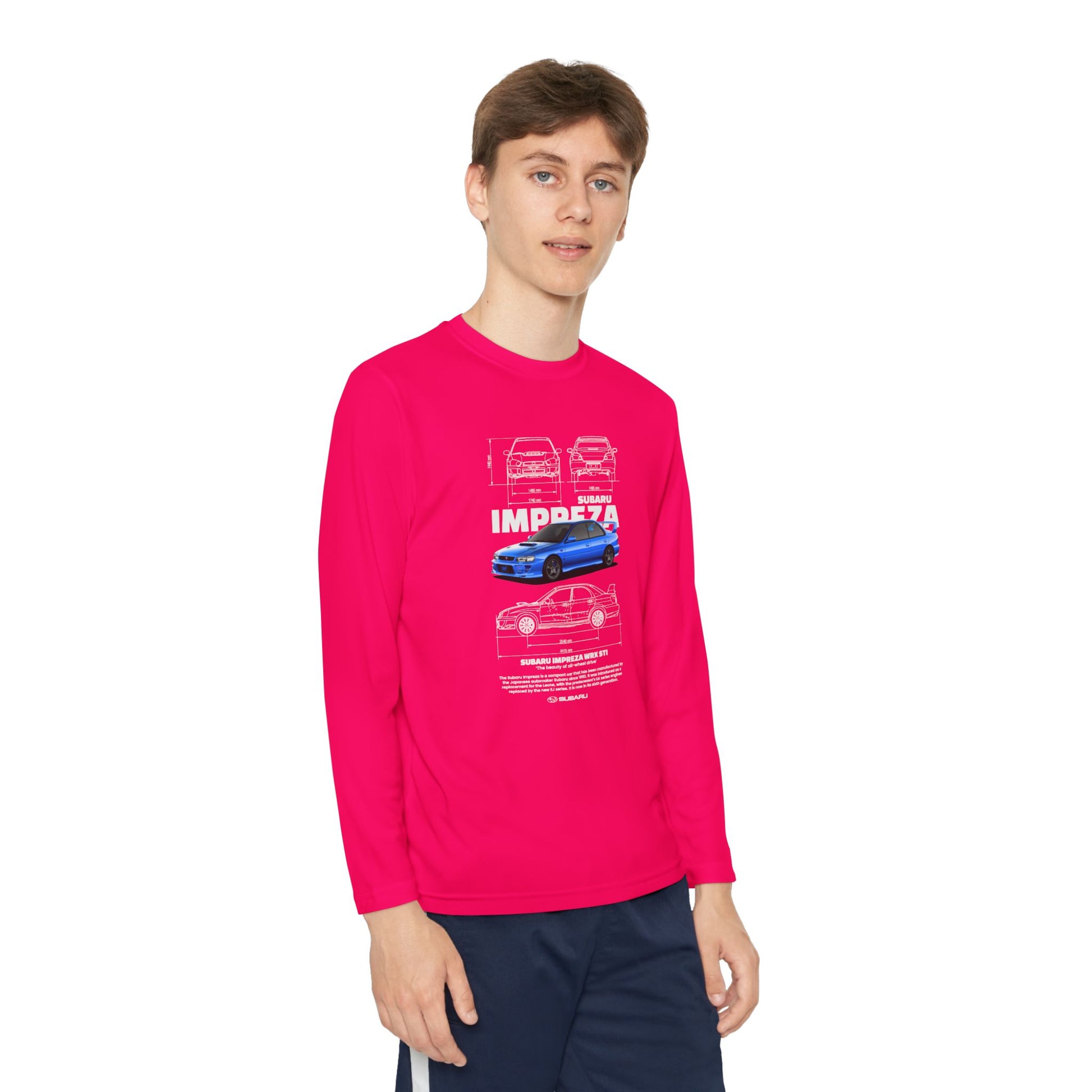 Subaru Impreza Youth Long Sleeve Tee - Coo l Car Design for Young Automotive Enthusiasts - CreativeRino