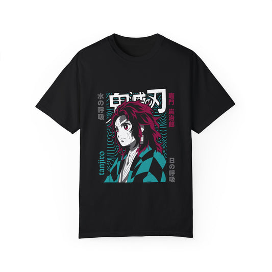Demon Slayer Unisex Garment-Dyed T-Shirt - Tanjiro Design - CreativeRino