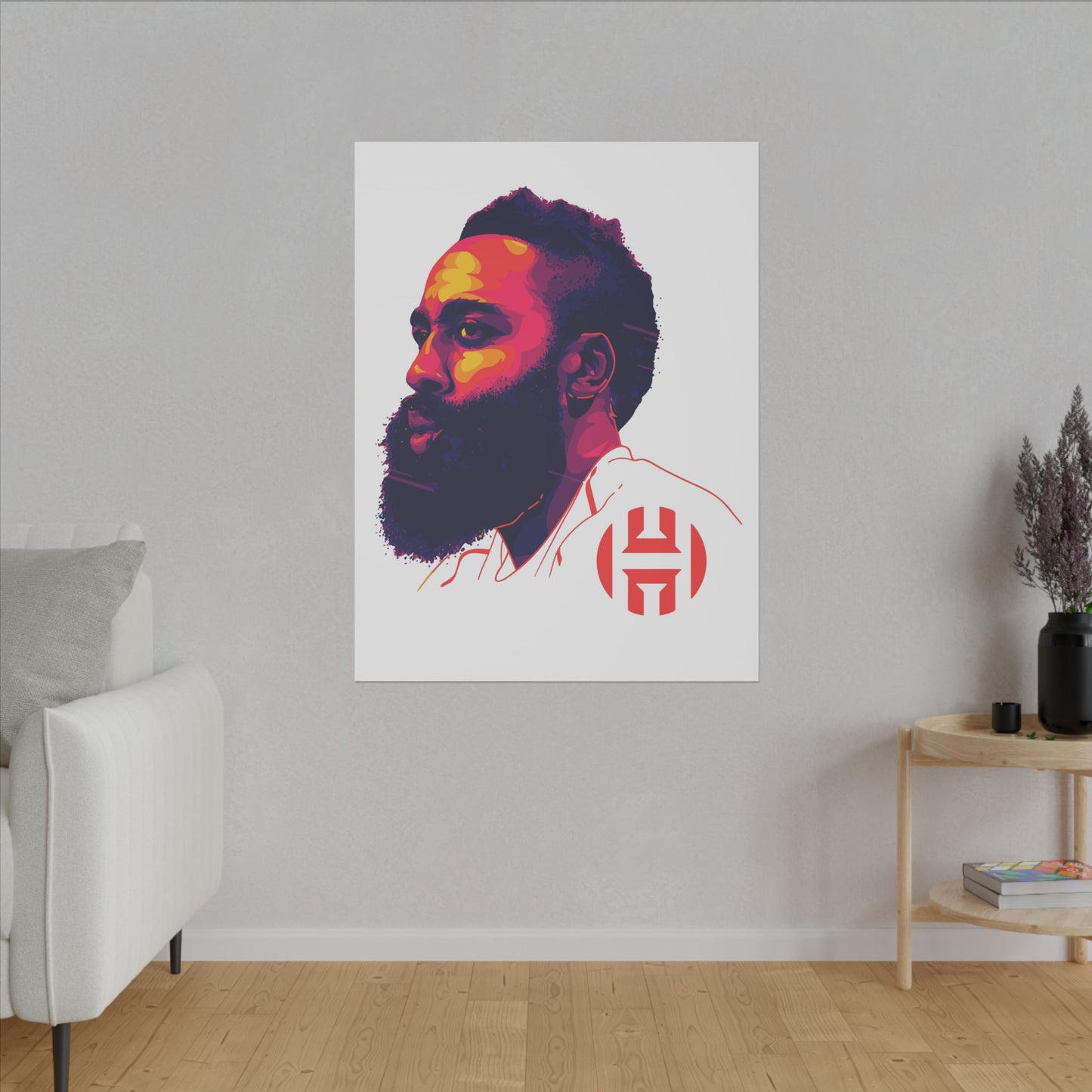 Stretched Matte Canvas Art - Vibrant Portrait of James Harden - CreativeRino