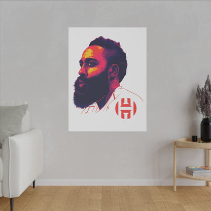 Stretched Matte Canvas Art - Vibrant Portrait of James Harden - CreativeRino