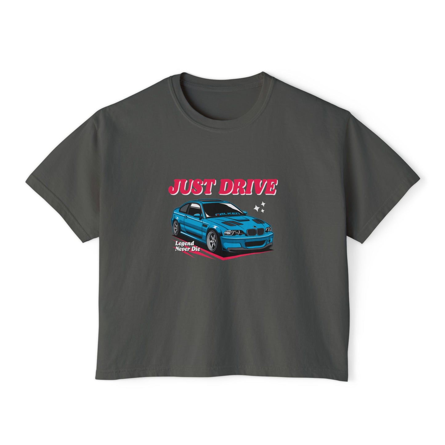 Just Drive Women's Boxy Tee - Casual Car Lover T-shirt - CreativeRino