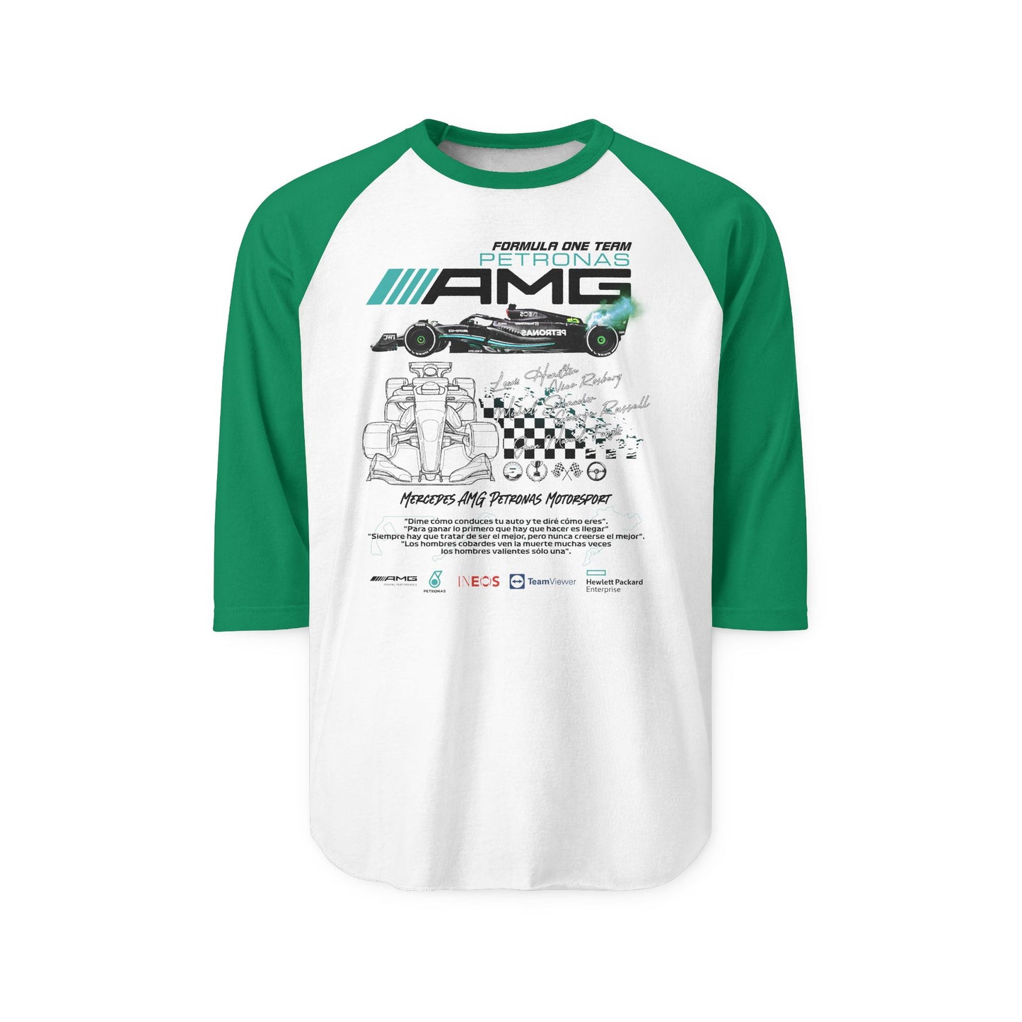Formula F1 AMG Unisex Three-Quarter Sleeve Raglan T-shirt - CreativeRino