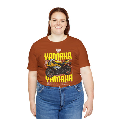 Yamaha Motorcycle Lovers Tee - Bold Biker Graphic Short Sleeve T-Shirt - CreativeRino