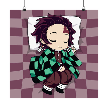 Chibi Anime Character Poster - Cozy Sleep Vibes Demon Slayer for Fans - CreativeRino