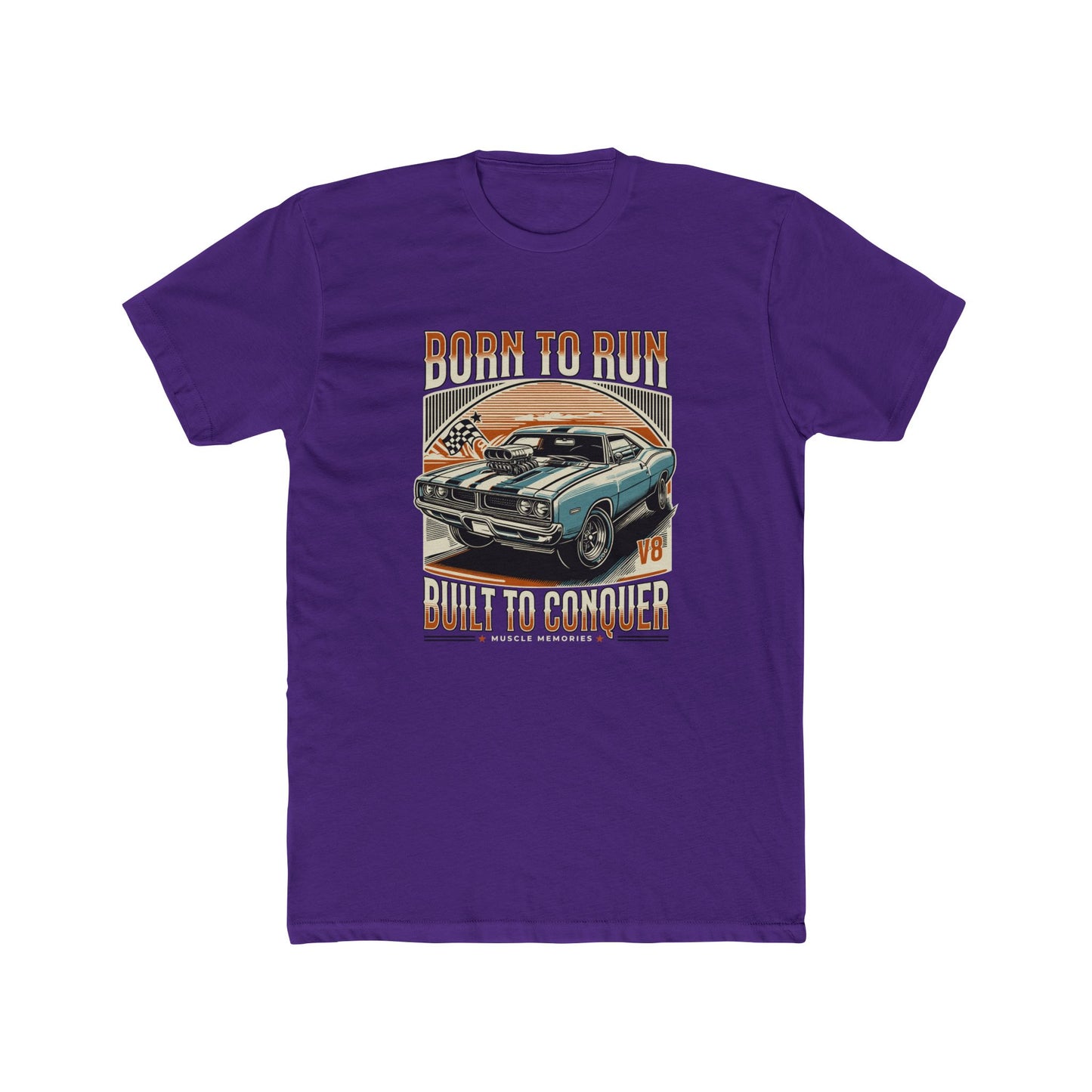 Born to Run: Vintage Muscle Car Unisex Cotton Crew Tee | Car T-shirt - CreativeRino