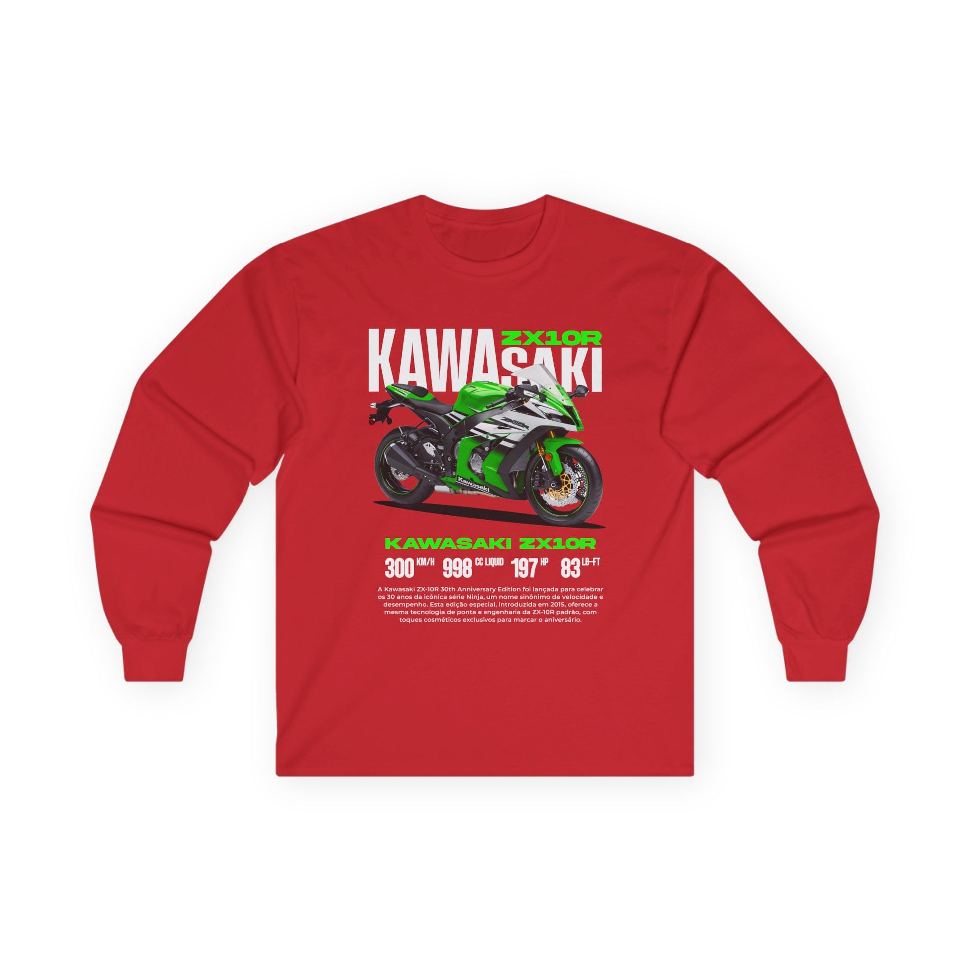 Kawasaki Ninja ZX-10R Unisex Ultra Cotton Long Sleeve Tee - Perfect T-shirt Gift for Motorcycle Enthusiasts - CreativeRino