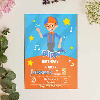 Blippi  Birthday Invitation Template - CreativeRino
