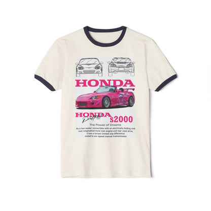 Honda S2000 Unisex Cotton Ringer T-Shirt - Car Enthusiast Tee - CreativeRino