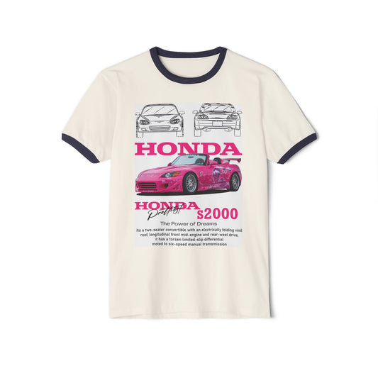 Honda S2000 Unisex Cotton Ringer T-Shirt - Car Enthusiast Tee - CreativeRino