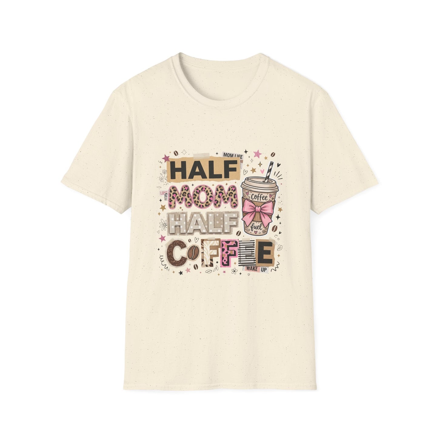 Half Mom Half Coffee T-Shirt – Cute Coffee Lover Mom Tee Printify