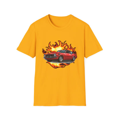 Retro Car Flames Unisex T-Shirt - CreativeRino