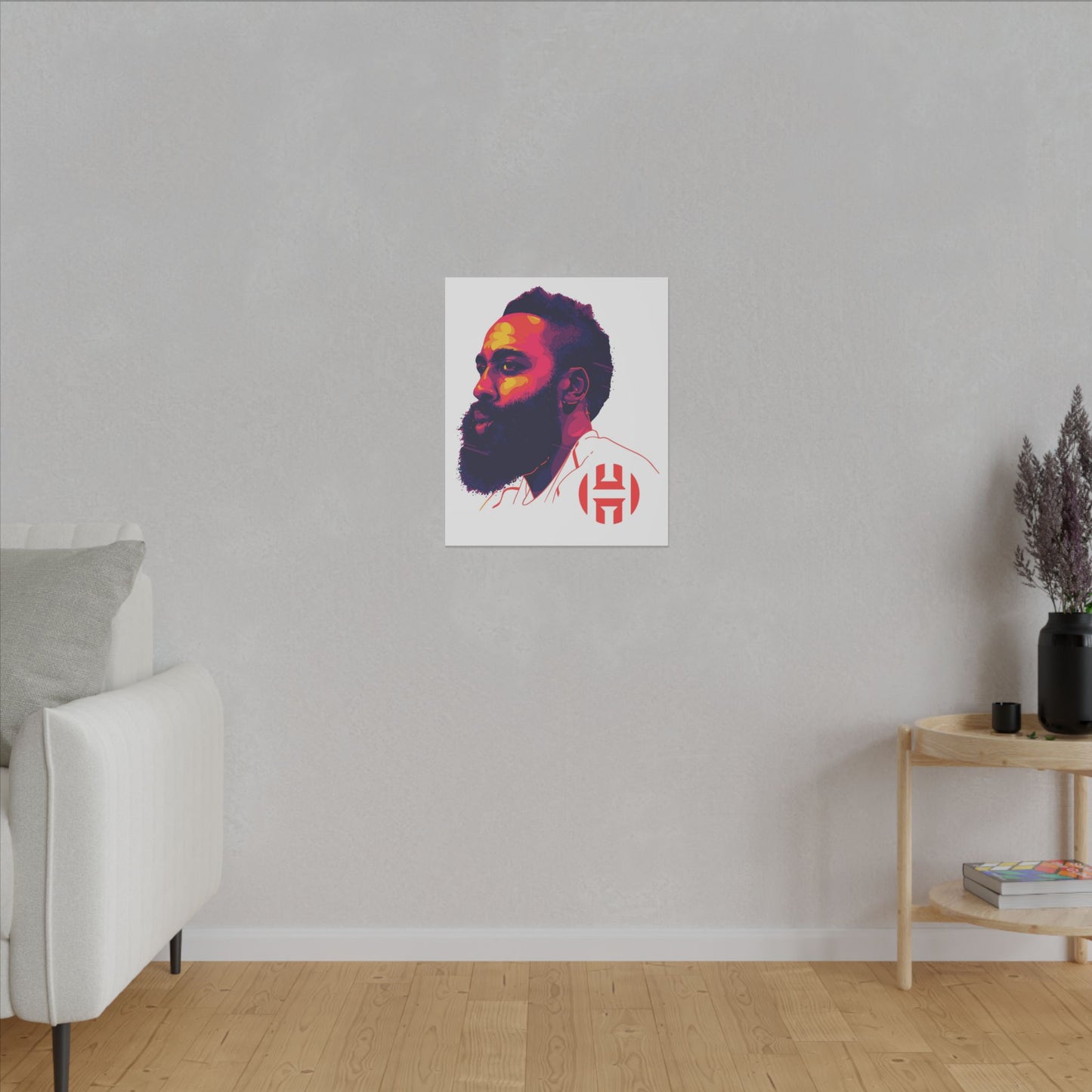 Stretched Matte Canvas Art - Vibrant Portrait of James Harden - CreativeRino