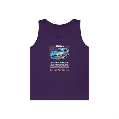 Fast & Furious Nissan Skyline R34 Unisex Heavy Cotton Tank Top - CreativeRino