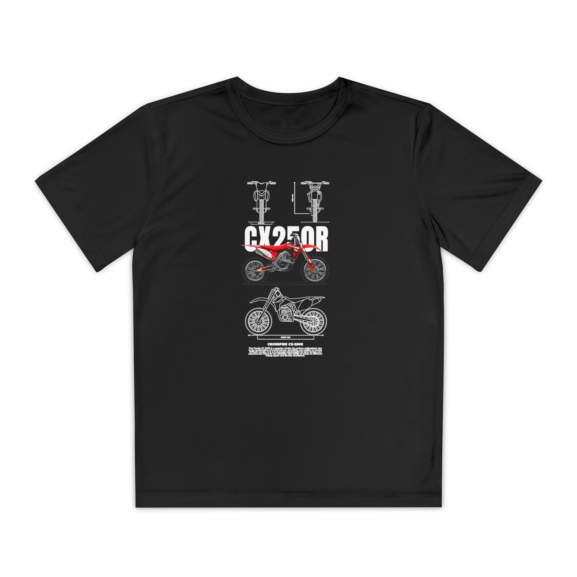 CX 250R Youth Motorcycle Competitor Tee - Stylish Graphic T-shirt for Young Riders - CreativeRino