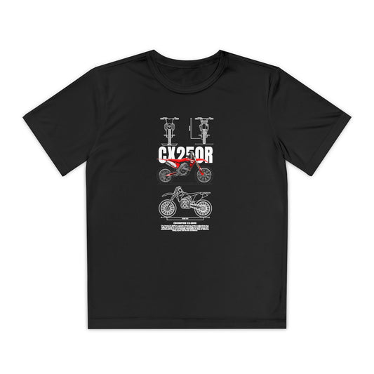 CX 250R Youth Motorcycle Competitor Tee - Stylish Graphic T-shirt for Young Riders - CreativeRino
