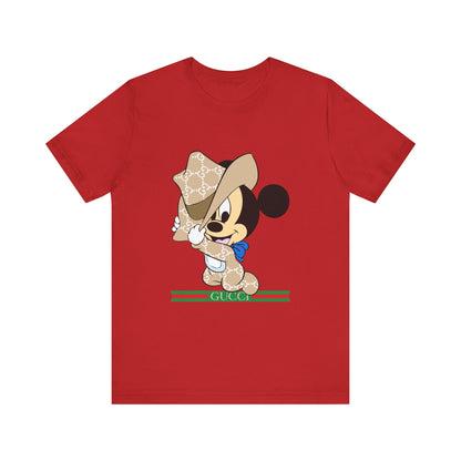 Trendy Graphic Tee - Mickey Mouse Gucci Cowboy T-shirt Design - CreativeRino