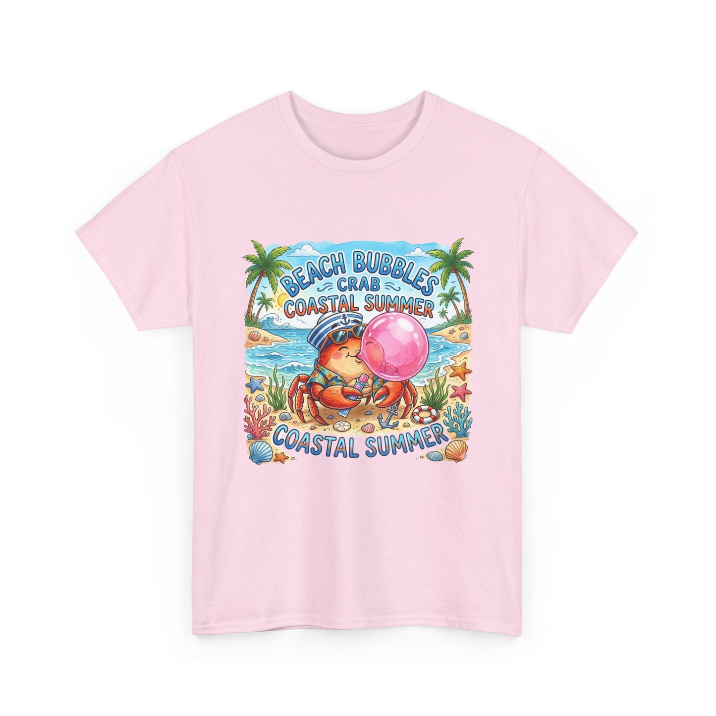 Beach Bubbles Crab Coastal Summer T-Shirt Printify