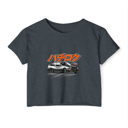 Retro Japanese Car Crop Top - Women's Festival T-shirt - CreativeRino