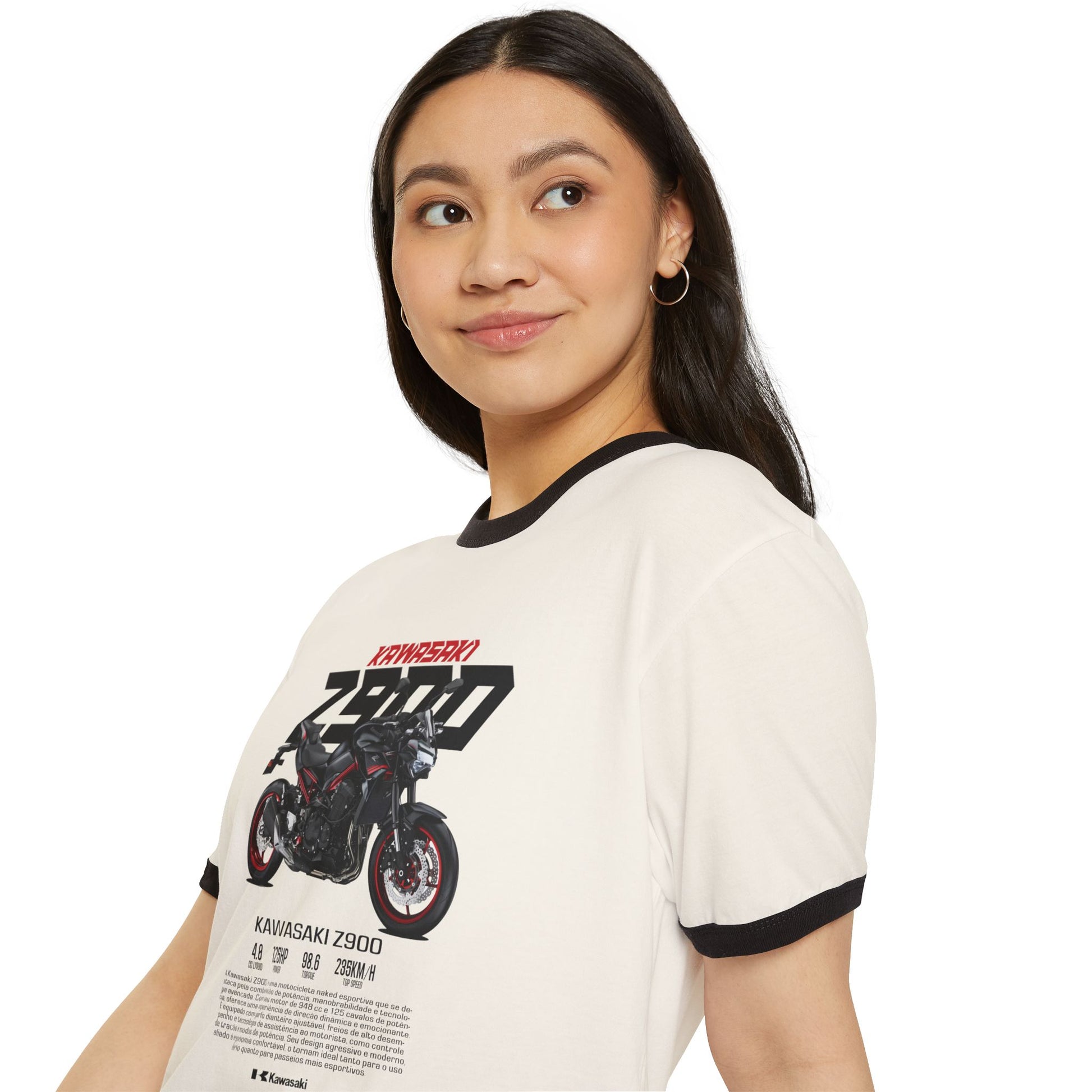 Kawasaki Z900 Motorcycle Unisex Cotton Ringer T-Shirt - Perfect Tee Gift for Riders & Motorsports Enthusiasts - CreativeRino