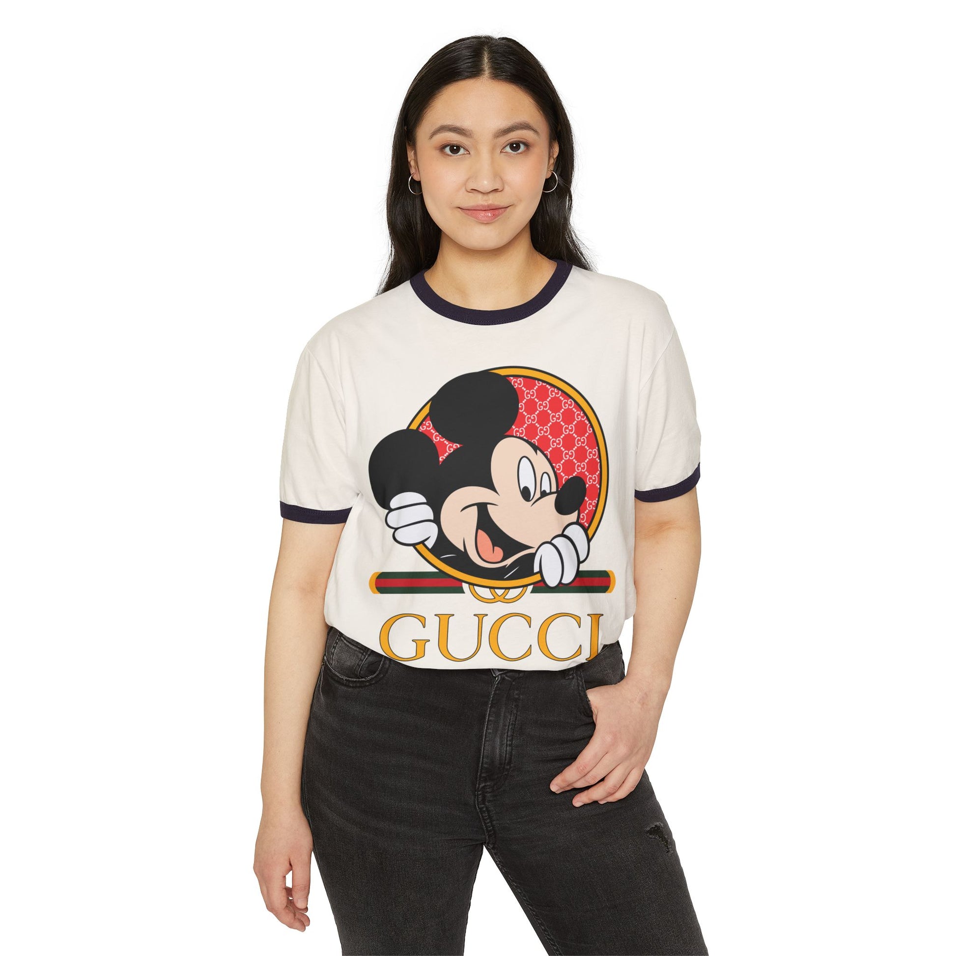 Mickey Mouse Gucci Unisex Cotton Ringer T-Shirt - CreativeRino