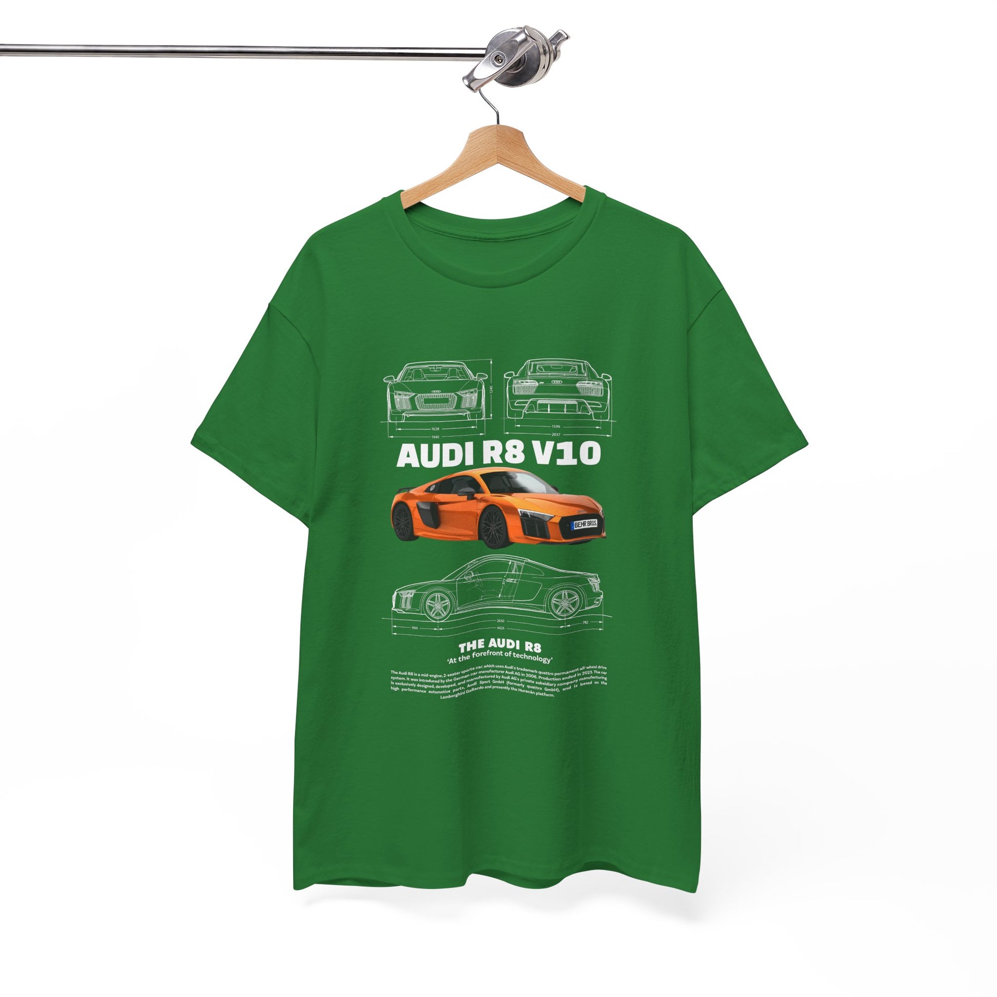 AUDI R8 V10 Car Graphic Tee - Unisex Heavy Cotton Tee for Auto Enthusiasts - CreativeRino