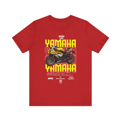 Yamaha Motorcycle Lovers Tee - Bold Biker Graphic Short Sleeve T-Shirt - CreativeRino