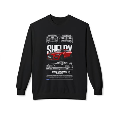 Ford Mustang Shelby Fleece Crewneck Sweatshirt - Soft and Stylish for Auto Enthusiasts - CreativeRino