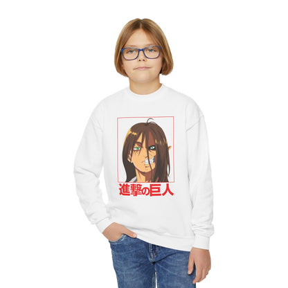 Anime-Inspired Youth Crewneck Sweatshirt - Attack on Titan Design - CreativeRino