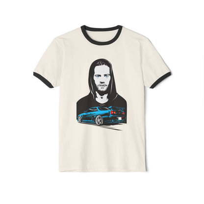 Paul Walker Car Enthusiast Unisex Cotton Ringer T-Shirt – Cool Graphic Design - CreativeRino