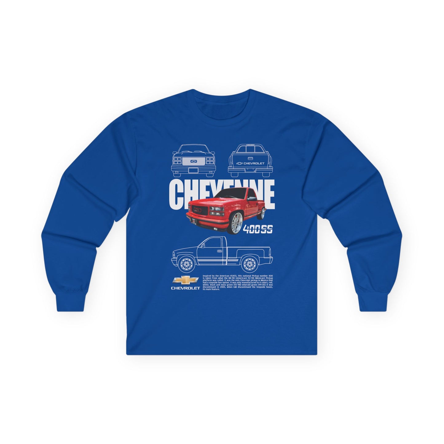 Chevy Cheyenne 400SS Long Sleeve Tee - Classic Vintage Car Design - CreativeRino