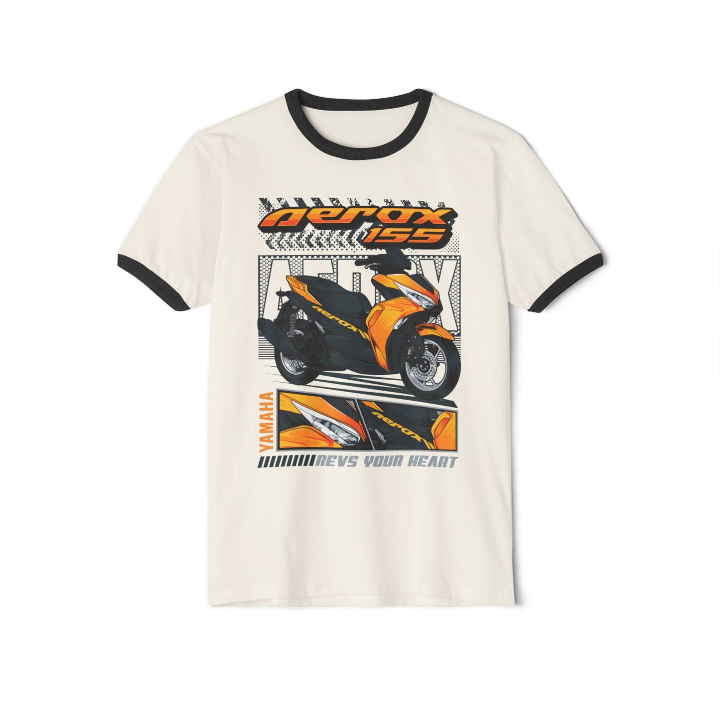 Yamaha Aerox Unisex Cotton Ringer T-Shirt - Rev Your Heart - CreativeRino