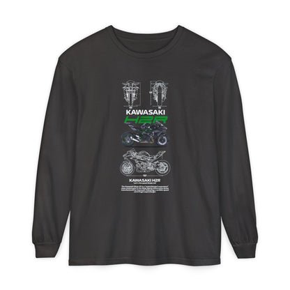 Kawasaki H2R Unisex Long Sleeve T-Shirt - Vintage Motorcycle Graphic Tee - CreativeRino