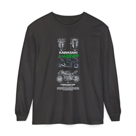 Kawasaki H2R Unisex Long Sleeve T-Shirt - Vintage Motorcycle Graphic Tee - CreativeRino