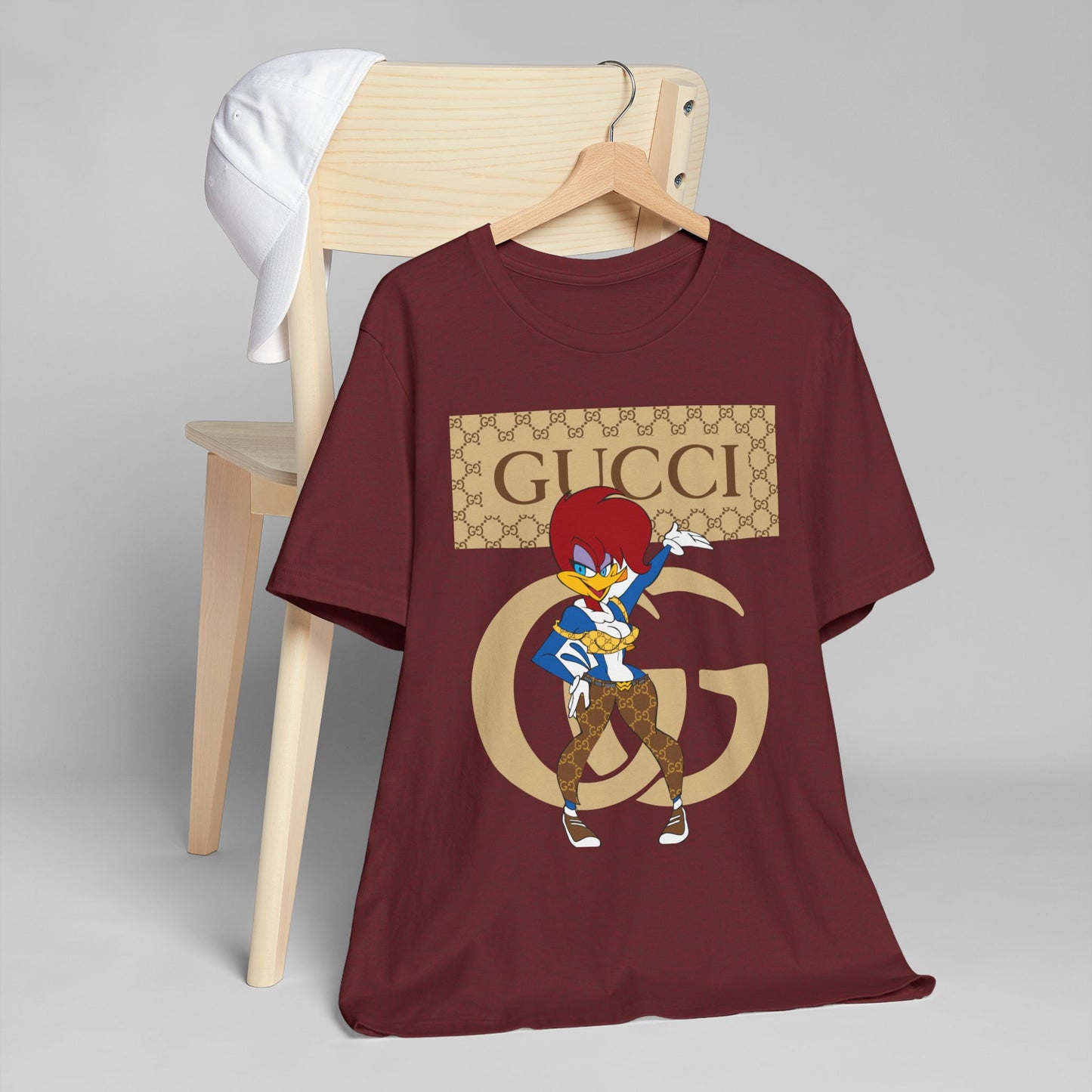 Trendy Cartoon Graphic Unisex Jersey T-Shirt - Gucci Inspired Art - CreativeRino