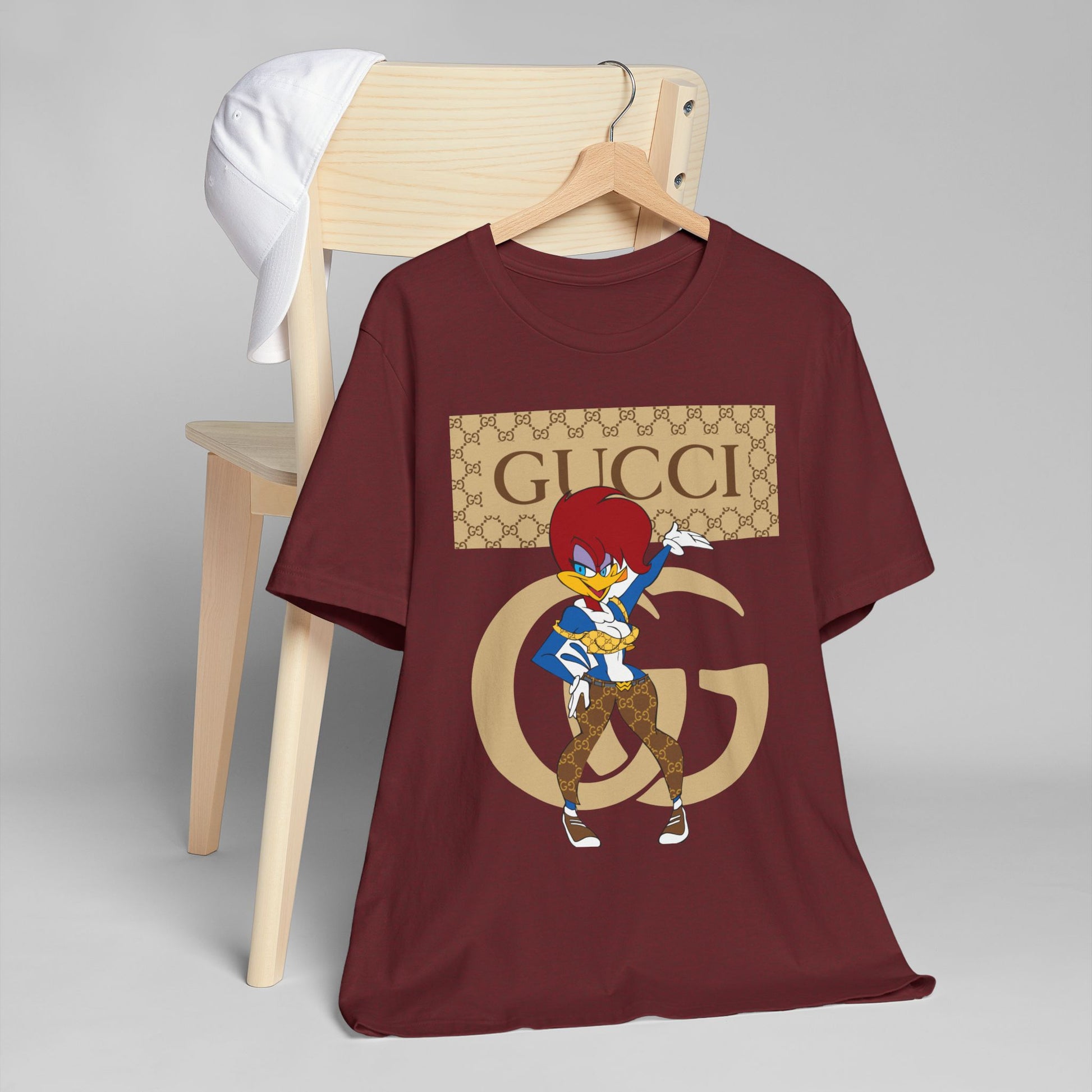 Trendy Cartoon Graphic Unisex Jersey T-Shirt - Gucci Inspired Art - CreativeRino