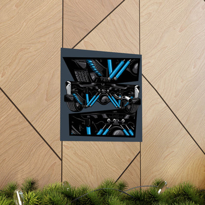 Automotive Matte Square Posters - Dynamic Car Suspension Art for Gearheads - CreativeRino