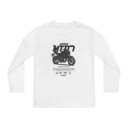 Yamaha MT-07 Youth Long Sleeve Competitor Tee - Cool Motorcycle T-shirt Design for Young Riders - CreativeRino