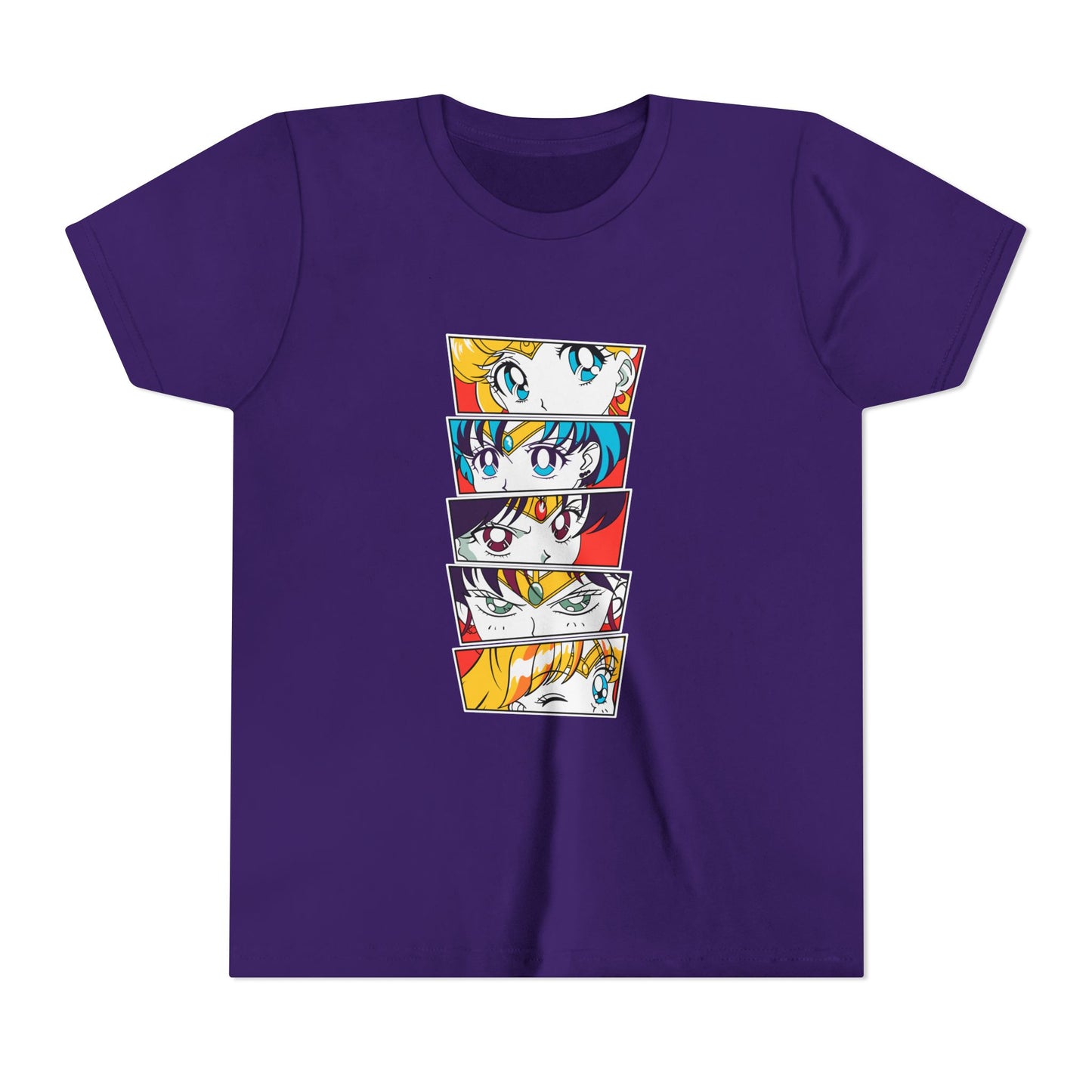 Youth Anime-Inspired Short Sleeve Tee - Colorful Sailor Moon Character Eyes T-shirt Design - CreativeRino