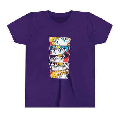 Youth Anime-Inspired Short Sleeve Tee - Colorful Sailor Moon Character Eyes T-shirt Design - CreativeRino