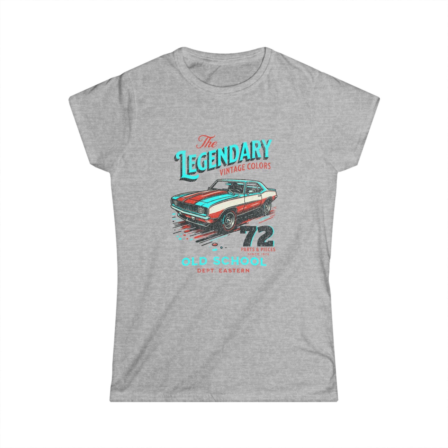 Vintage Car Graphic Women's Softstyle Tee - 'The Legendary Old School' T-shirt - CreativeRino