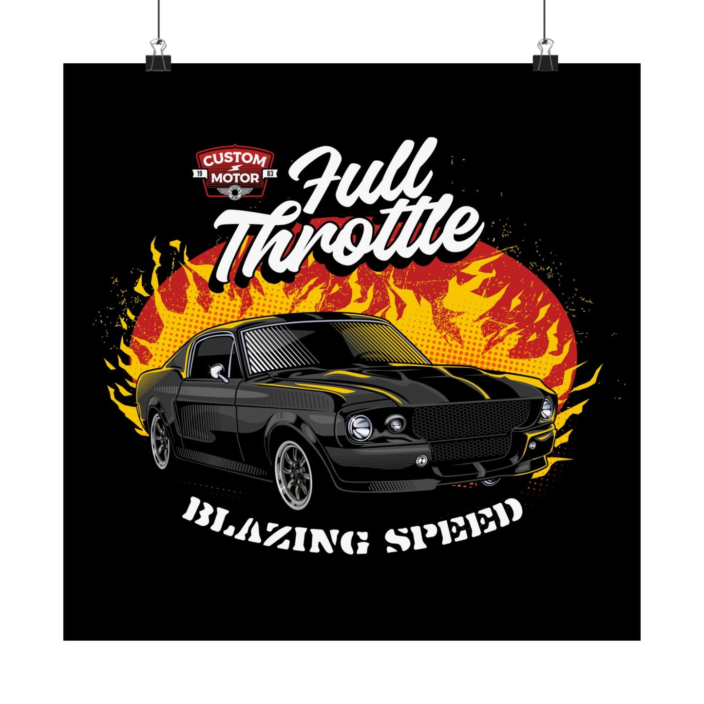 Full Throttle Vintage Car Poster - Blazing Speed Wall Art - CreativeRino
