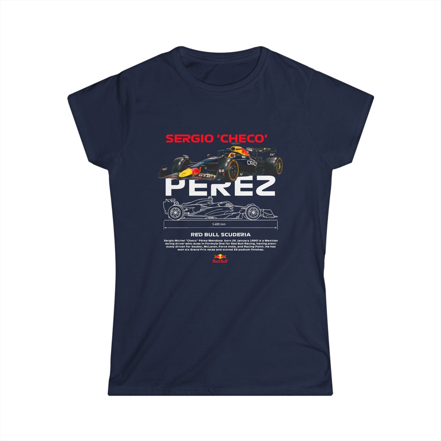 Sergio 'Checo' Perez Women's Softstyle Tee - Red Bull Racing Fan Apparel - CreativeRino