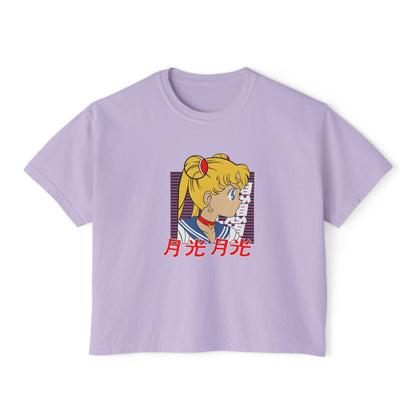 Sailor Moon Inspired Women's Boxy Tee - Cute Graphic T-shirt for Anime Fans - CreativeRino