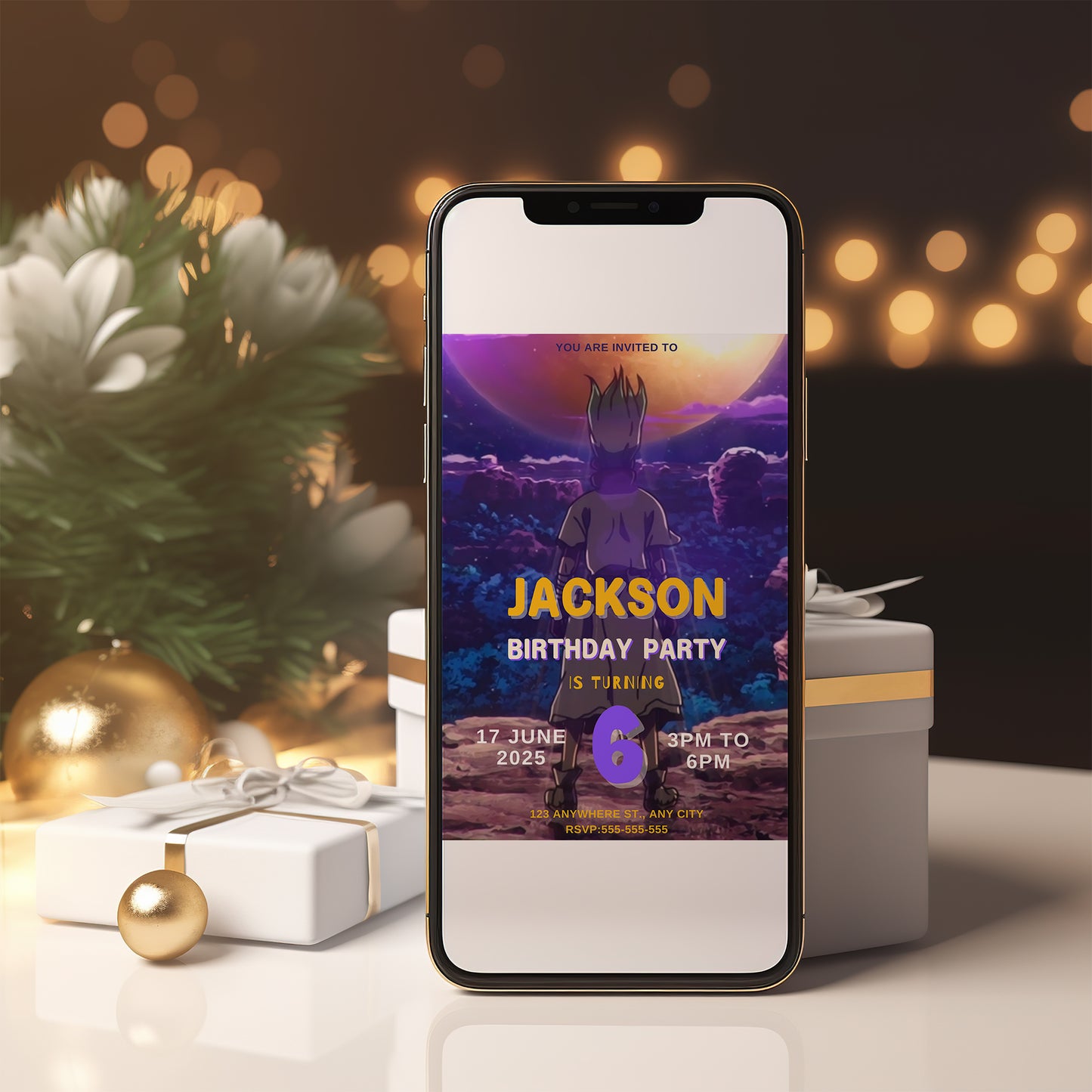 Dr. Stone Birthday Invitation Template - CreativeRino
